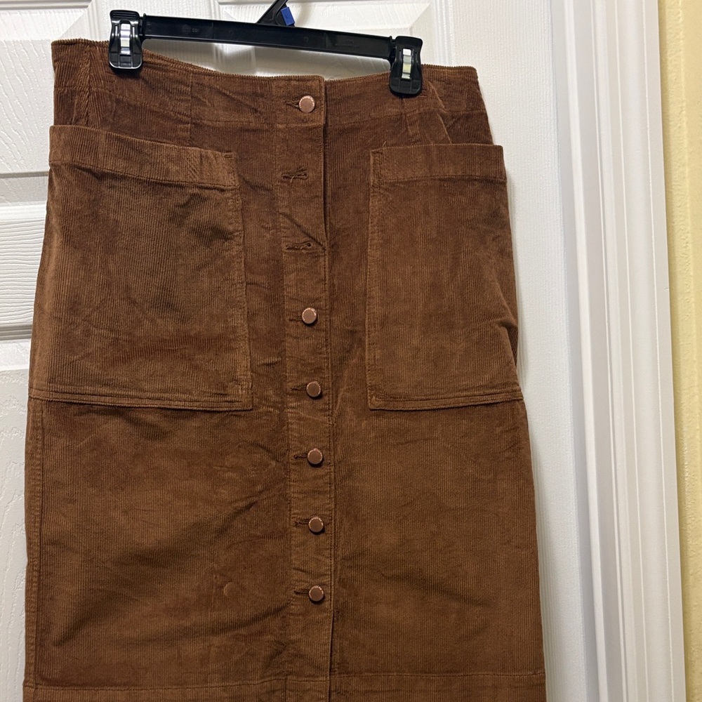 Sonoma Brown Button-Front Pencil Skirt